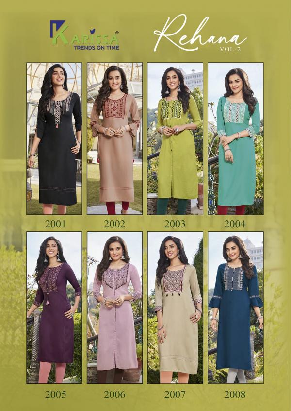 Karissa Rehana Vol 2 Rayon Designer Exclusive Kurti Collection